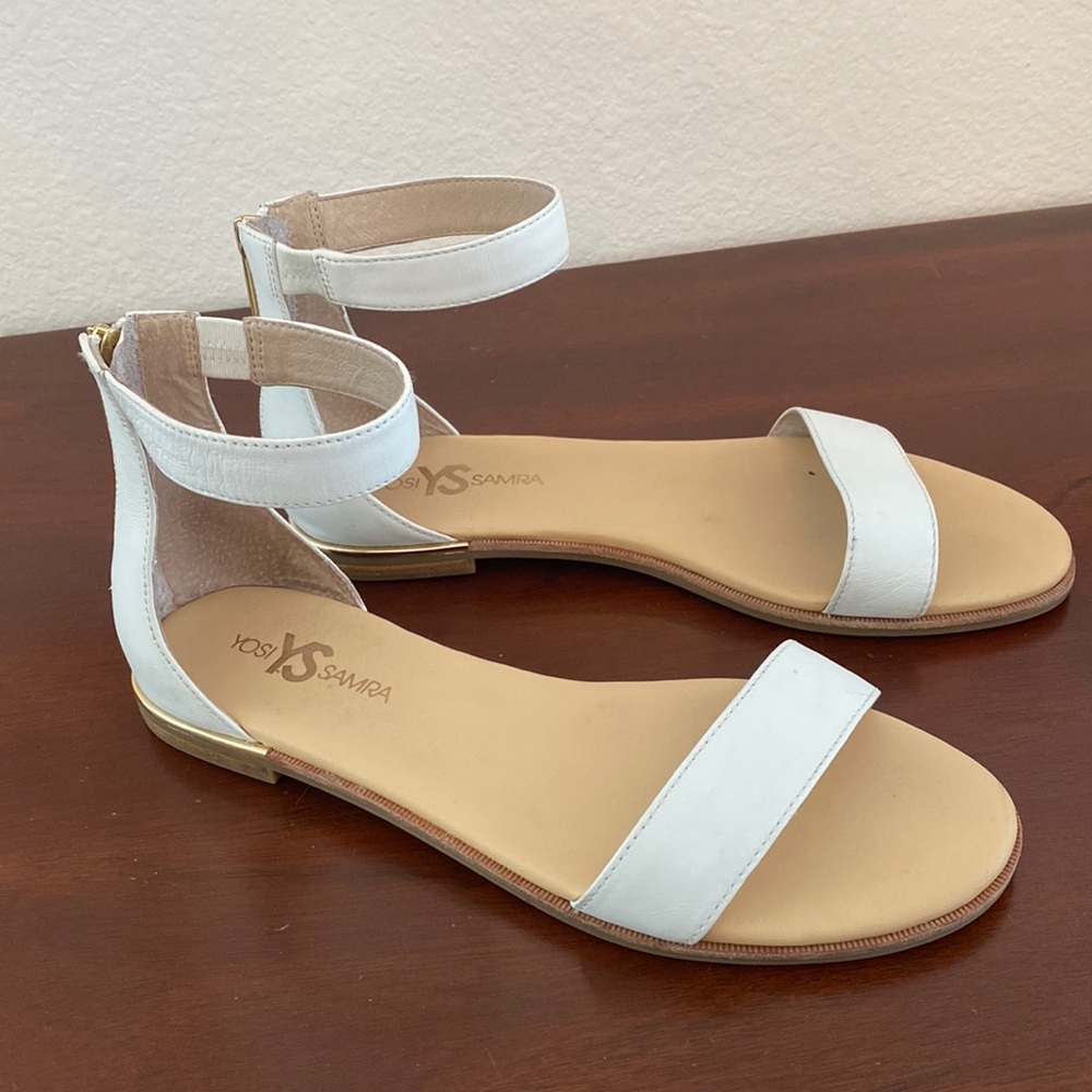 White flat sandals